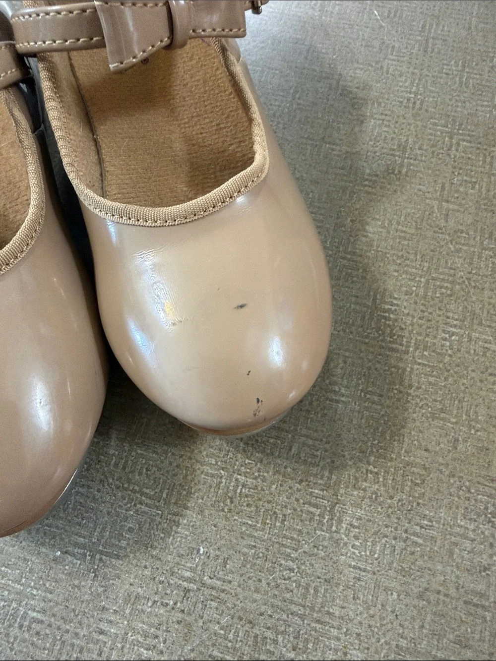 Weissman Girls Nude Patent Mary Jane Tap shoes size 1